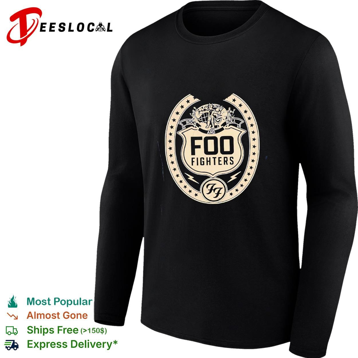 Foo Fighters rock and roll crest badge logo embroidered patch graphic shirt