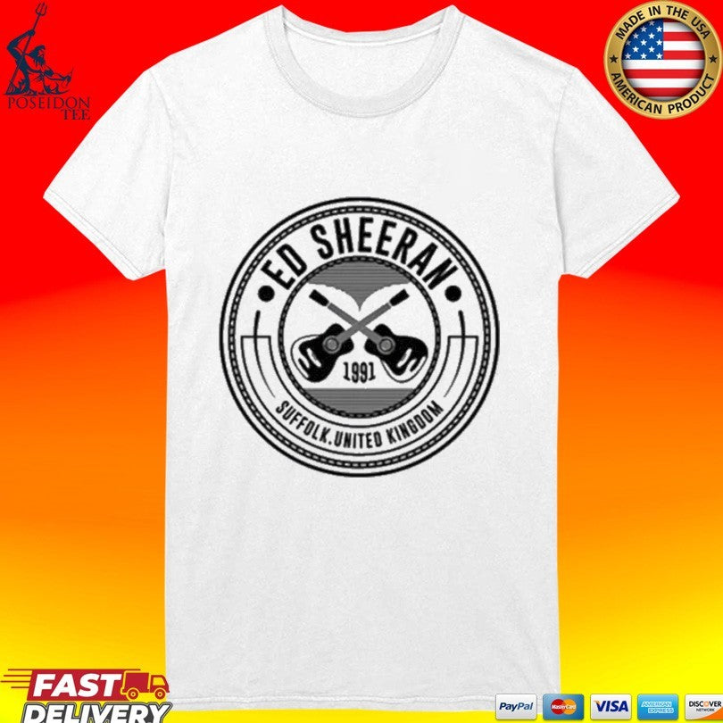 Ed Sheeran Suffolk United kingdom 1991 Crossed Guitar T-shirt