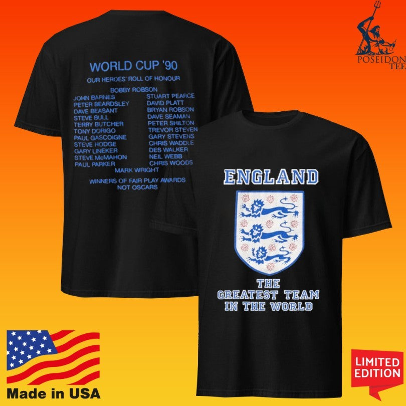 England Three Lions Greatest Team In The World World Cup ’90 T-shirt