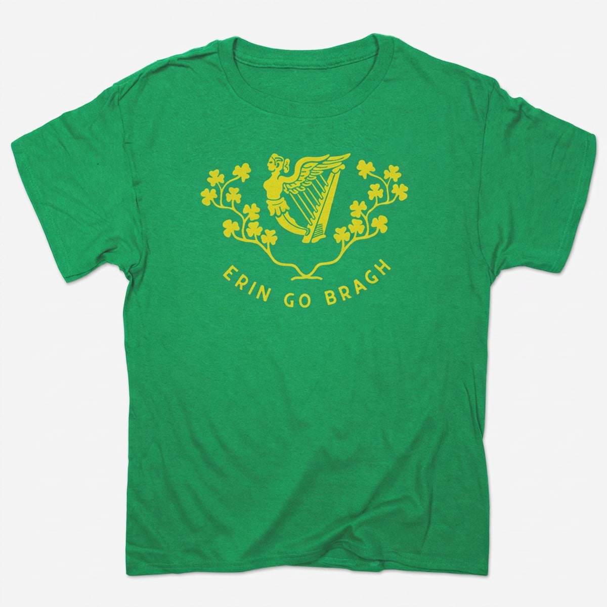 Erin Go Bragh Irish Harp and Shamrock Crest