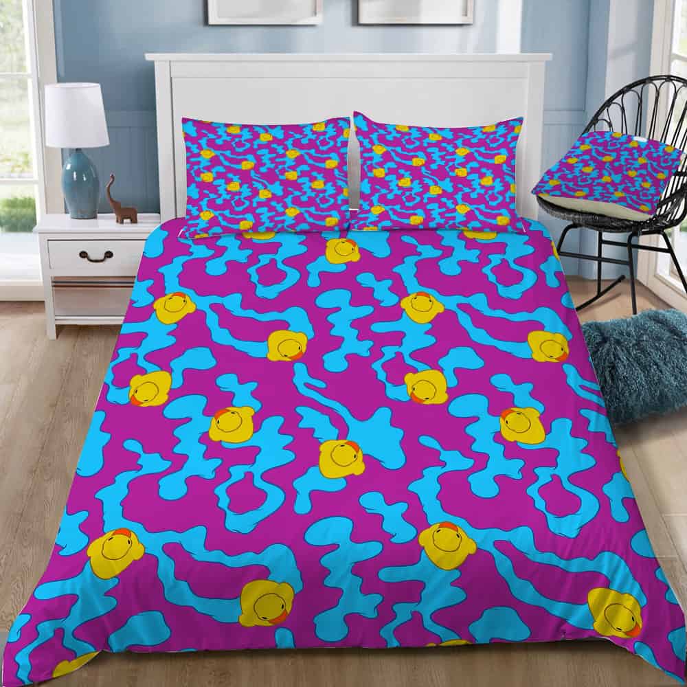 Rubber Ducks On Purple Bedding Set (Duvet Cover & Pillow Shams)