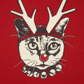 Feline Reindeer Cat with Antlers and Red Nose