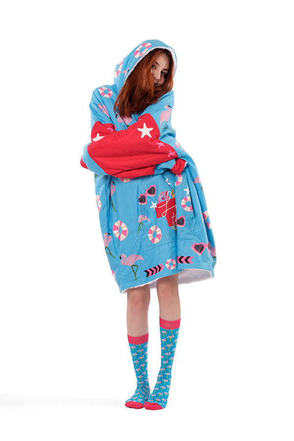Flamingo Hoodie Blanket