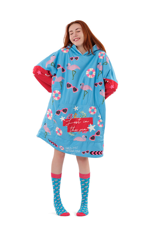 Flamingo Hoodie Blanket
