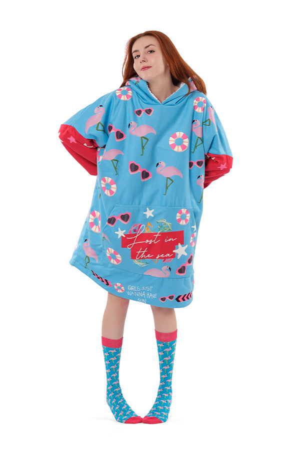 Flamingo Hoodie Blanket