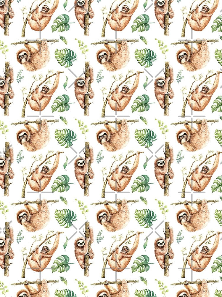 Sloths Chilling Out Watercolour Pattern. by erinnn41