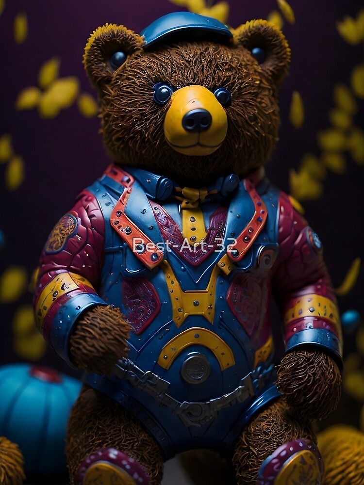 "Bursting with Color: A Vibrant Full-Body Portrait of a Toy Bear" by Best-Art-32