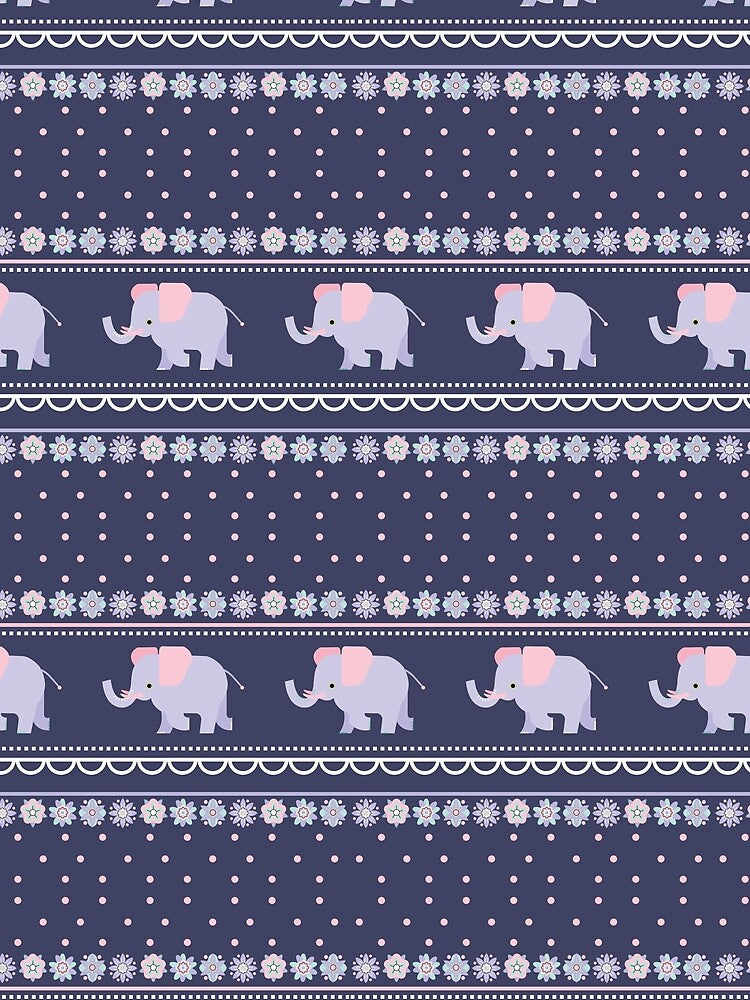 Exotic Asian Elephant Floral Ornament – Hand Drawn Boho Ethnic Illustration by SaitonG