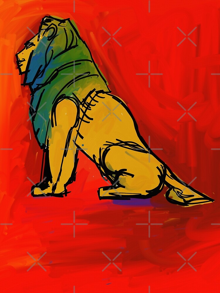 lion painting t-shirt | lion art by KARTICK DUTTA