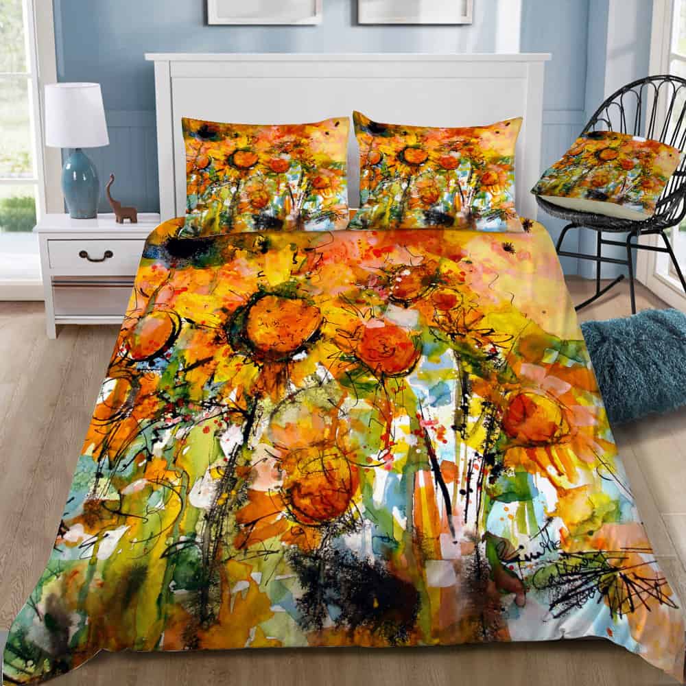 Abstract Sunflowers Bedding Set (Duvet Cover & Pillow Shams)