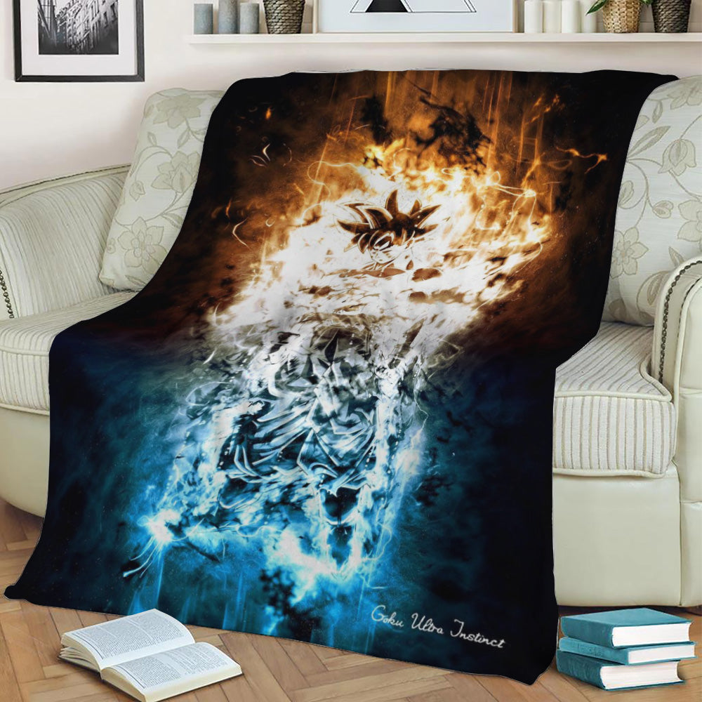 goku ultra instinct Fleece Throw Blanket