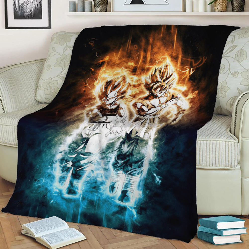 goku vegeta ultra instinct Fleece Throw Blanket