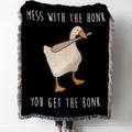 goose game funny gaming Woven Tapestry Throw Blanket with Fringe