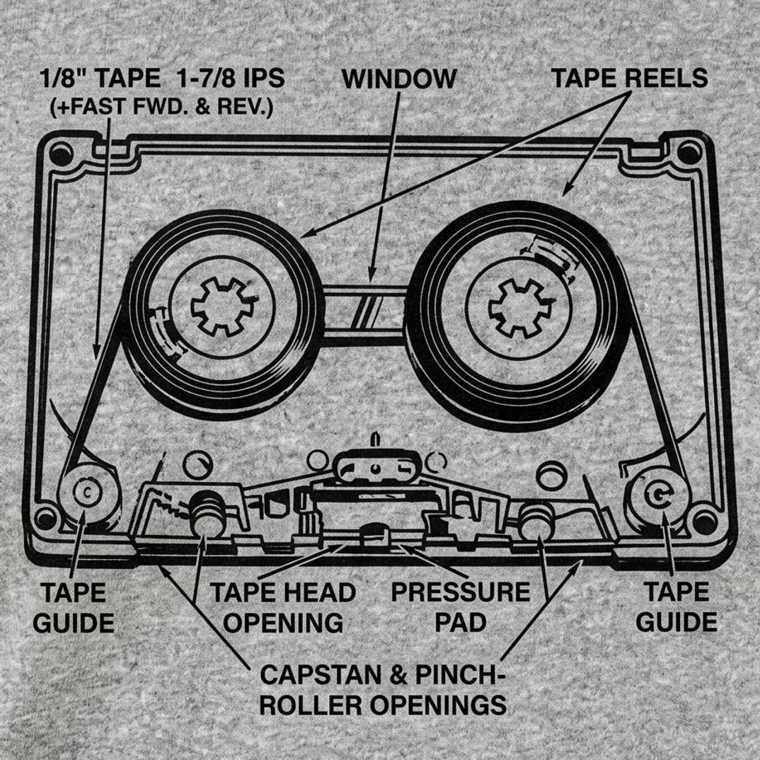 Mix Tape Anatomy Diagram of a Retro Cassette Tape