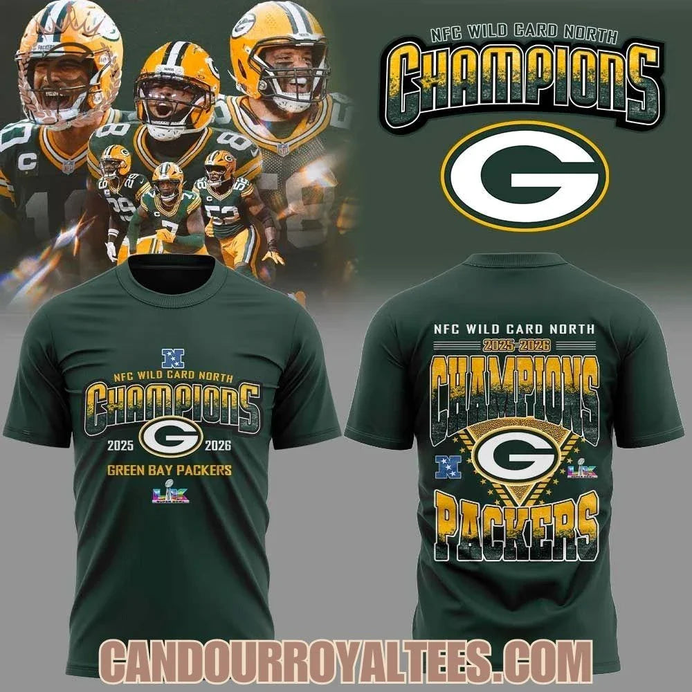 Green Bay Packers NFC Wild Card North Champions 2025-2026 Green 2 Sides Shirt