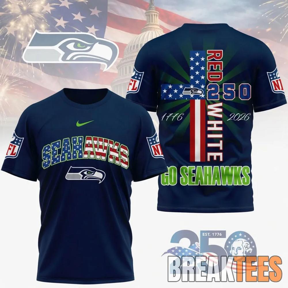 Seattle Seahawks NFL God America 250 Years Limited Edition 3D T-Shirt
