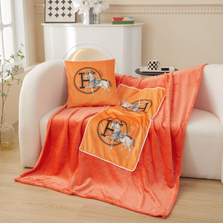 hermes horse pillow that turns into a blanket 981
