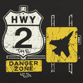Highway 2 Danger Zone Fighter Jet Road Sign