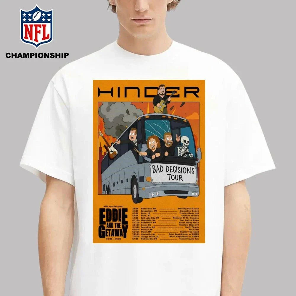 Hinder Tour Bad Decisions 2026 Poster Shirt