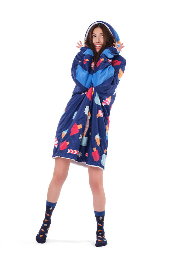 Ice Cream Pixels Hoodie Blanket