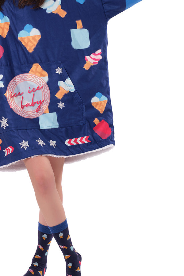 Ice Cream Pixels Hoodie Blanket