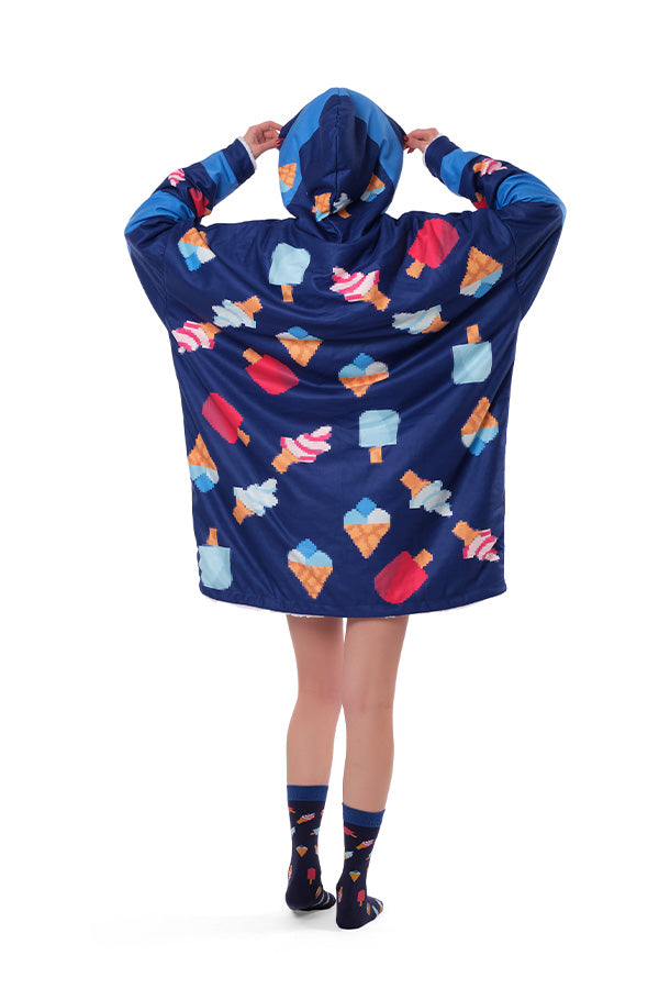 Ice Cream Pixels Hoodie Blanket