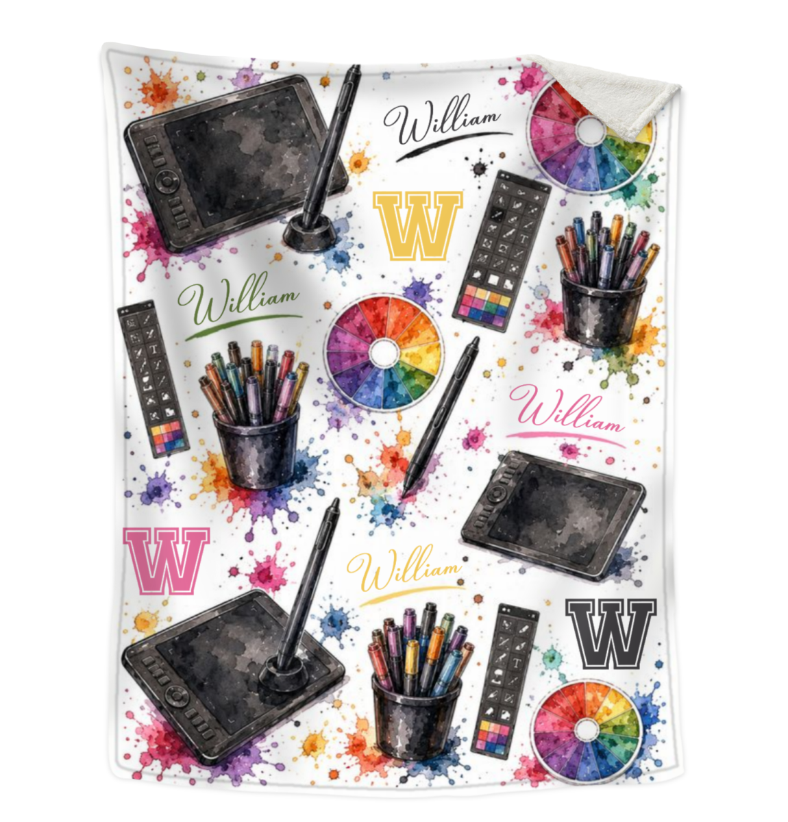 Personalized Graphic Designer Blanket, Custom Graphic Design Gift with Name, Digital Artist Blanket, Creative Designer Gift, Art Lover Gift