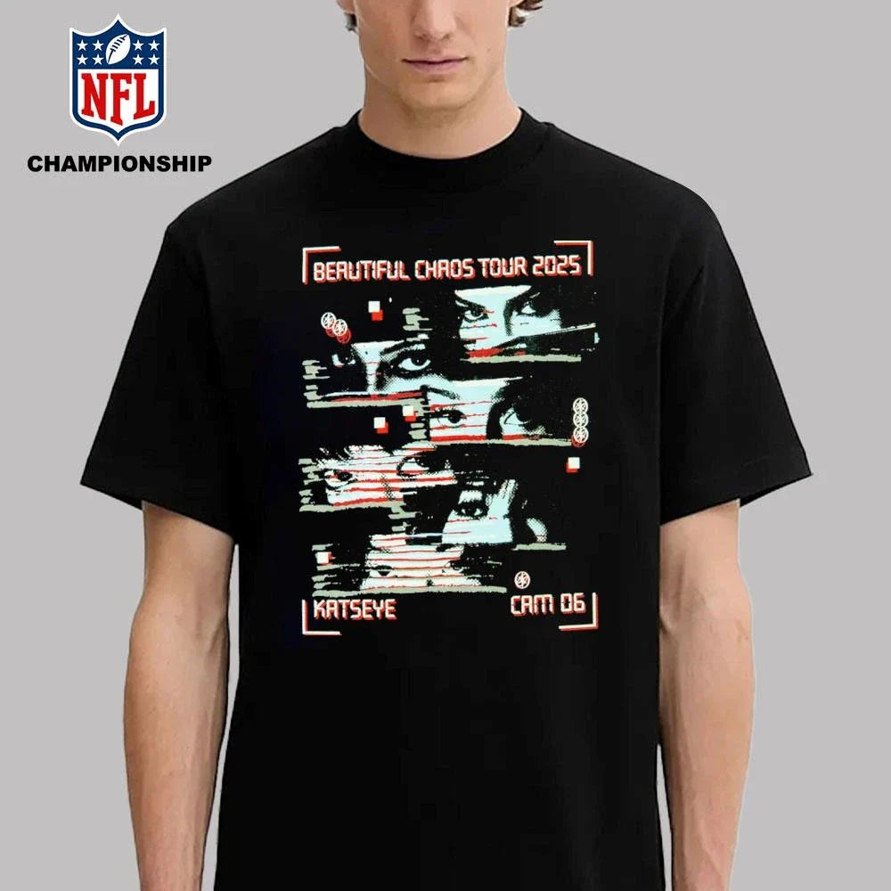 Katseye Beautiful Chaos Tour 2025 Merch Collection Cam 06 Members Eyes VHS-style M.I.A Shirt