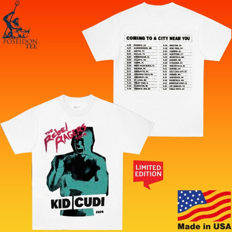 Kid Cudi The Rebel Ragers Tour 2026 North America Merch T-shirt