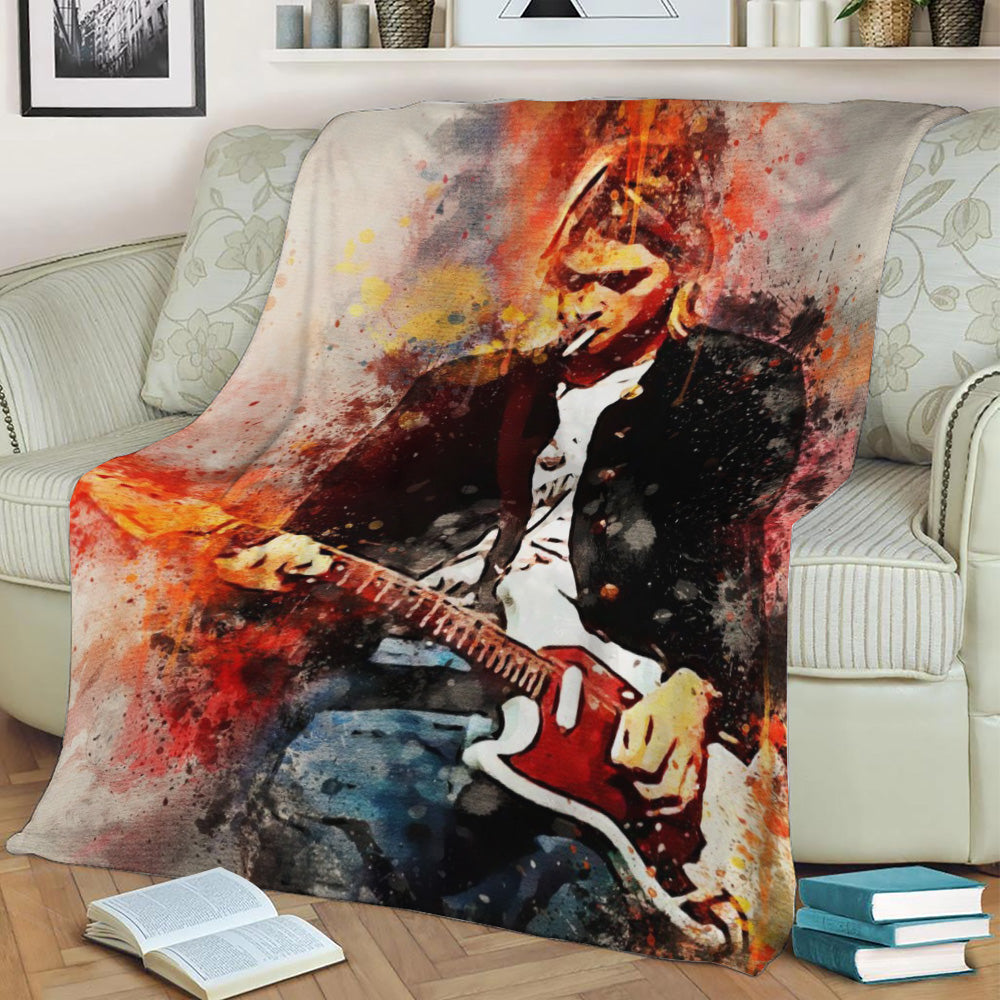 kurt cobain abstract Fleece Throw Blanket