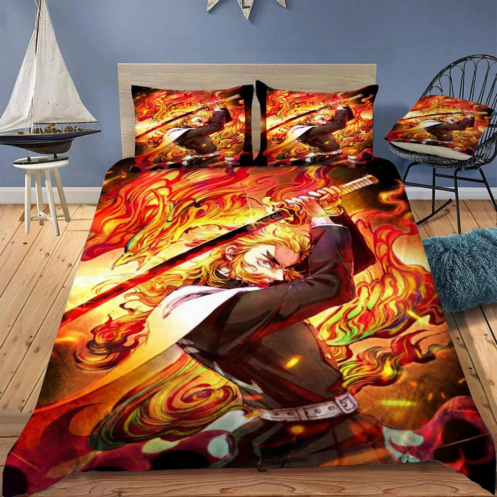 kyojuro rengoku demon slay Bedding Set (Duvet Cover & Pillow Shams)