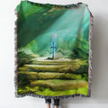 link zelda sword shield Woven Tapestry Throw Blanket with Fringe