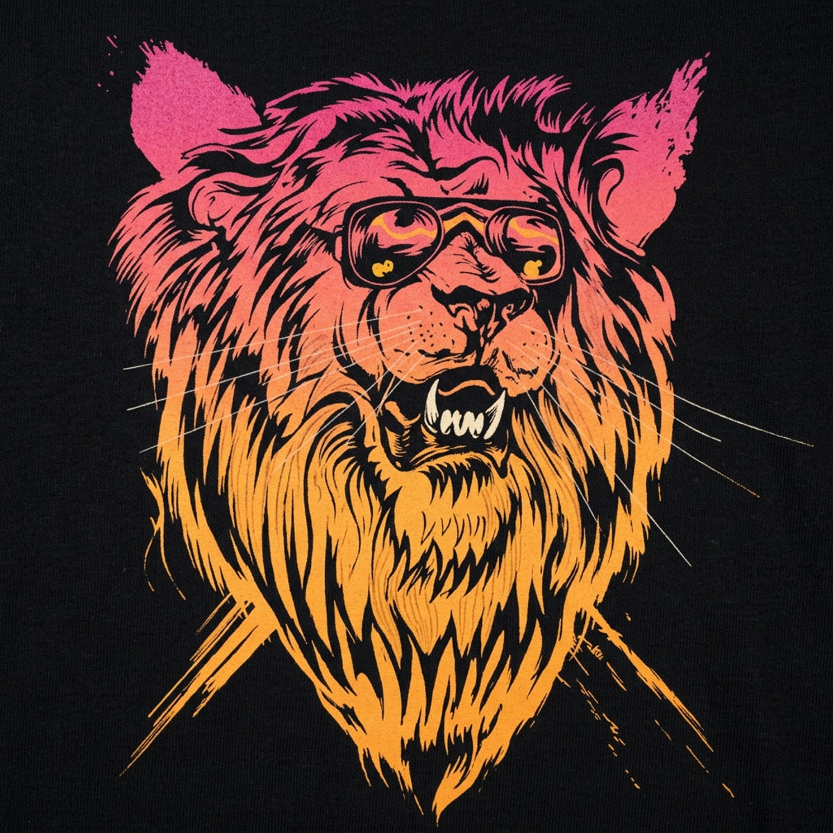 Lion-el Rich-eyes Neon Lion Wearing Sunglasses