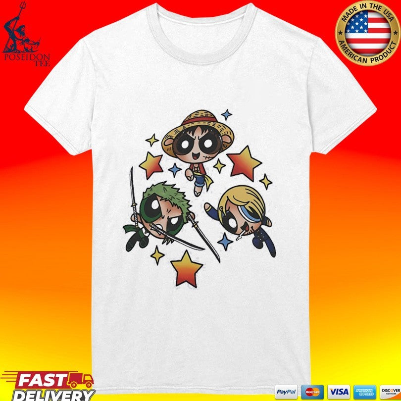 Luffy Zoro And Sanji In One Piece X Powerpuff Girls Style T-shirt