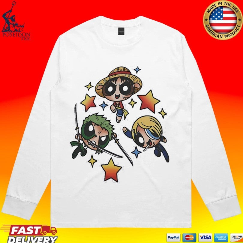 Luffy Zoro And Sanji In One Piece X Powerpuff Girls Style T-shirt