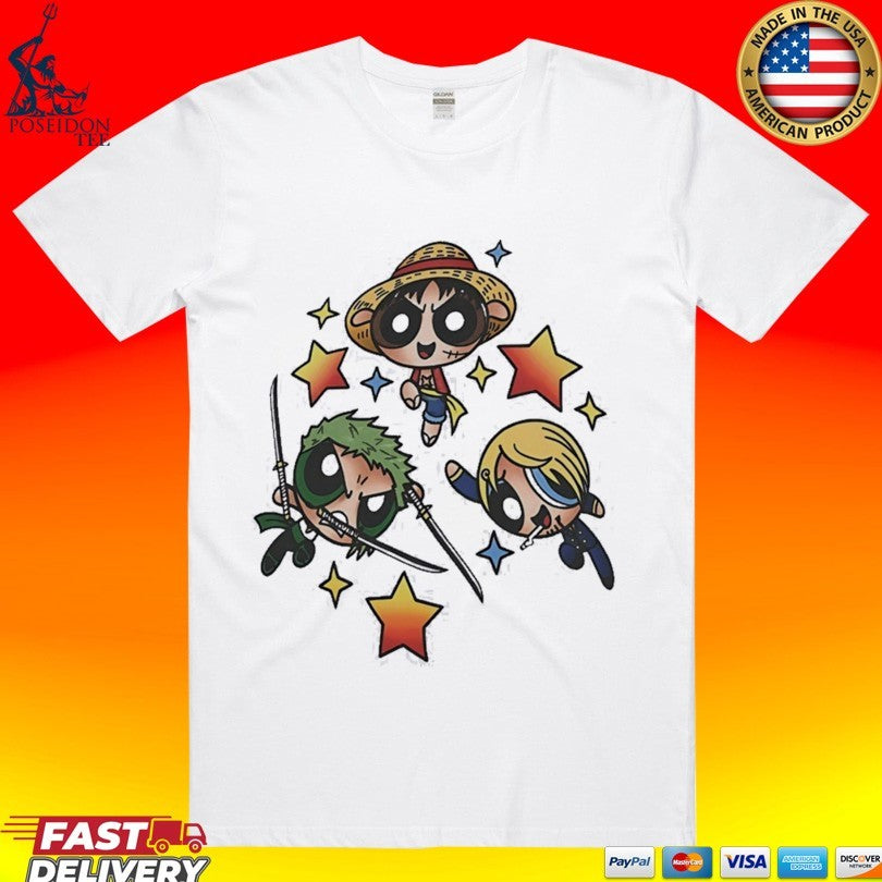 Luffy Zoro And Sanji In One Piece X Powerpuff Girls Style T-shirt