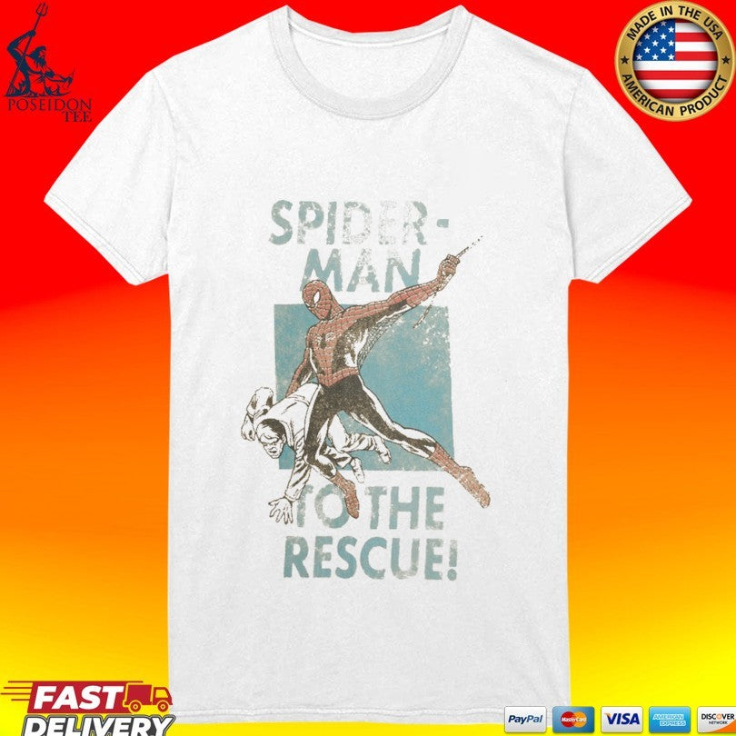 Marvel Spider-man News Ads Rescue Ivory Zine T-shirt