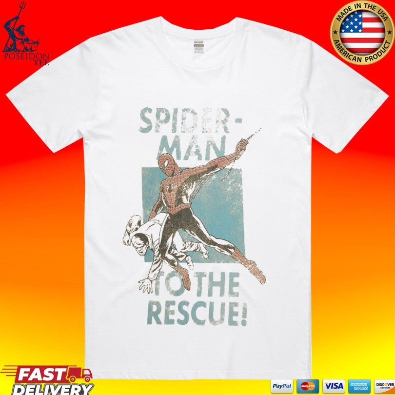 Marvel Spider-man News Ads Rescue Ivory Zine T-shirt