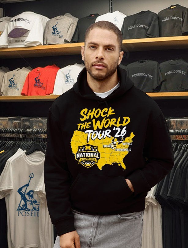 Michigan Wolverines Mbb 2026 National Champions Shock The World Tour T-shirt