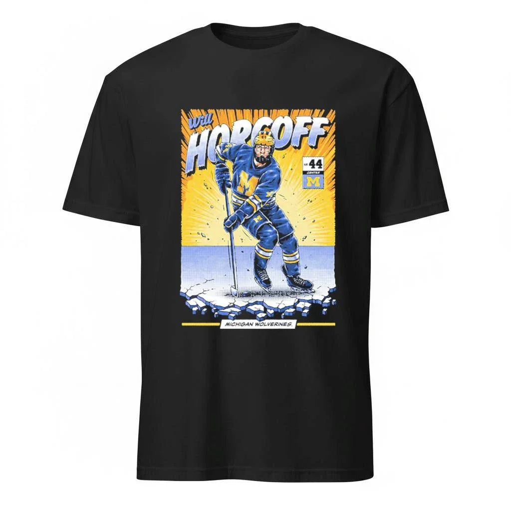 Michigan Wolverines Men’s Hockey Will Horcoff Student Athlete Comic Shirt
