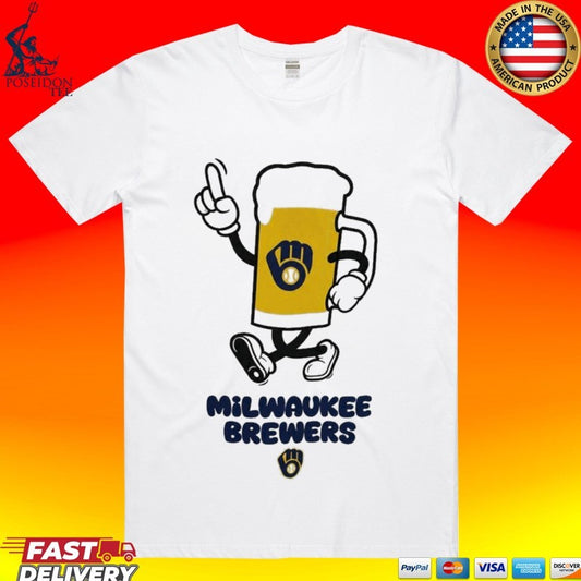 Milwaukee Brewers Drink Beer Cartoon T-shirt