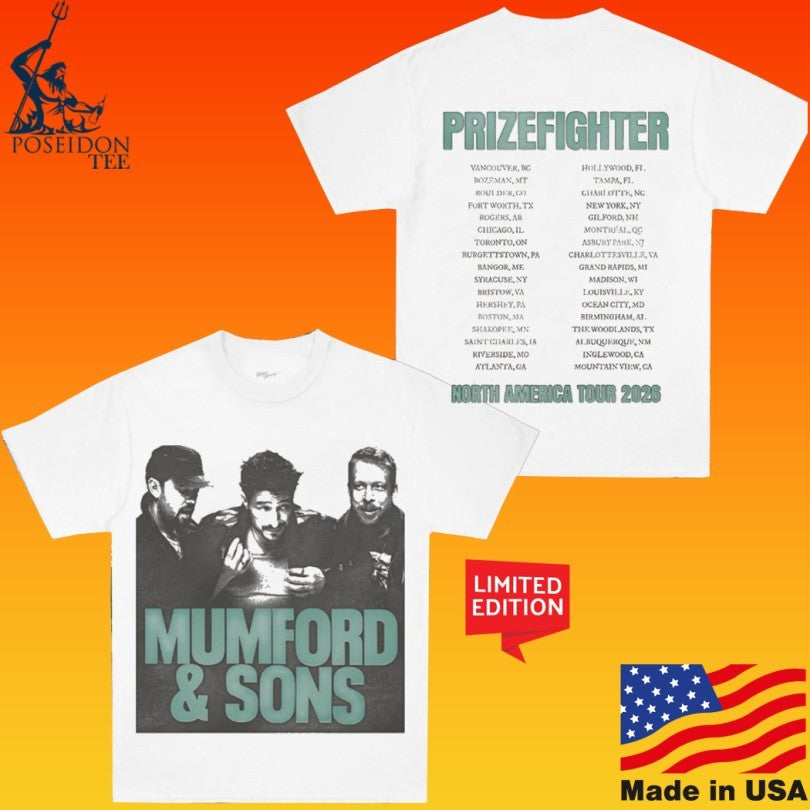 Mumford And Sons Bone Photo Print Tour Prizefighter North America Tour 2026 T-shirt