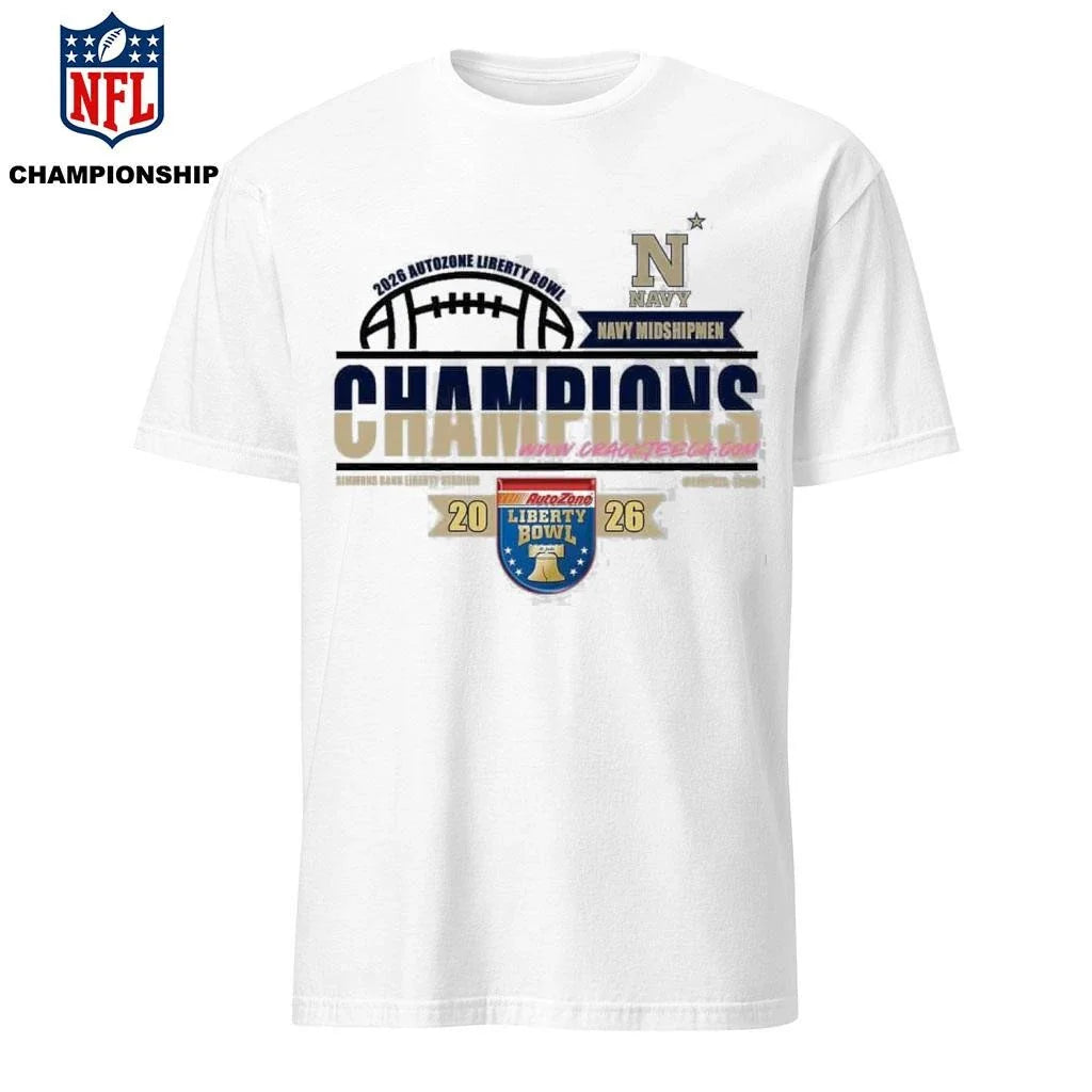Navy Midshipmen 2026 AutoZone Liberty Bowl Champions Locker Room Bound Shirt