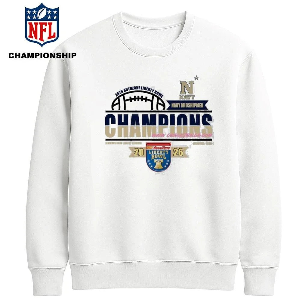 Navy Midshipmen 2026 AutoZone Liberty Bowl Champions Locker Room Bound Shirt