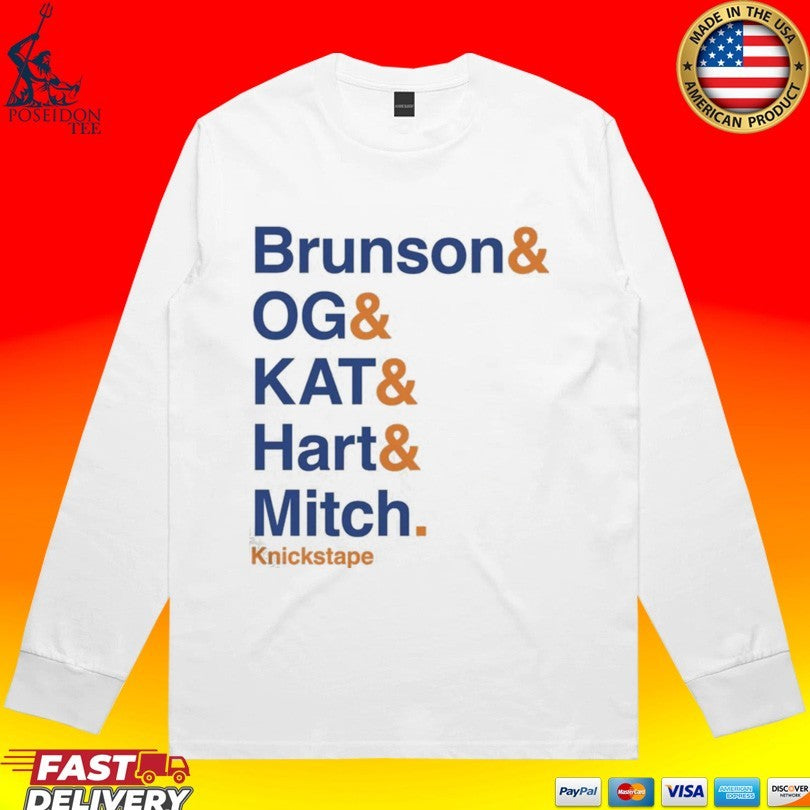 New York Knicks Brunson Og Kat Hart And Mitch Stape The Lineup T-shirt