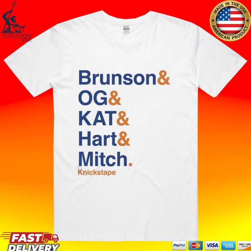 New York Knicks Brunson Og Kat Hart And Mitch Stape The Lineup T-shirt