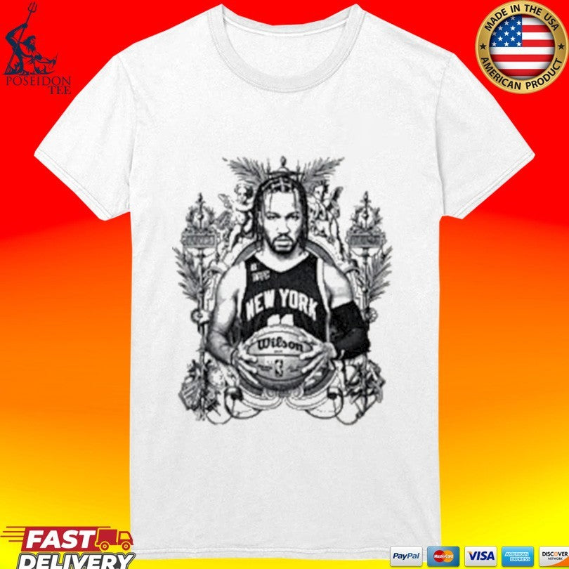 New York Knicks Jalen Brunson Charcoal Sketch T-shirt
