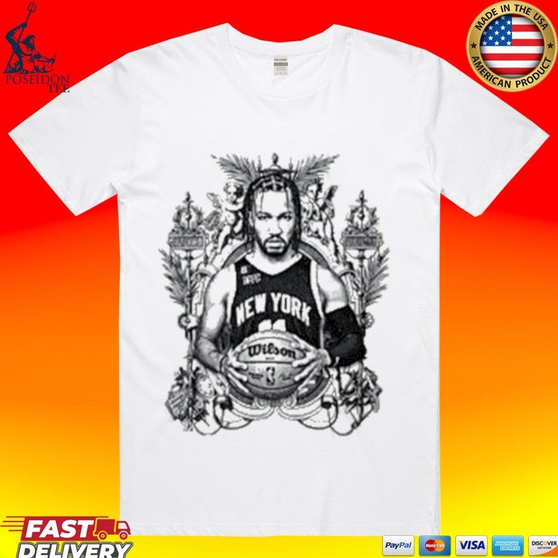 New York Knicks Jalen Brunson Charcoal Sketch T-shirt