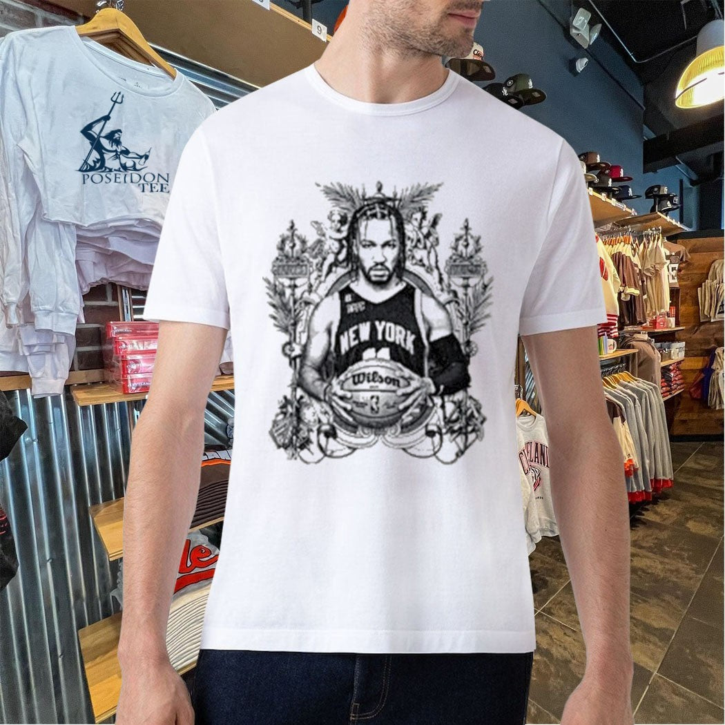 New York Knicks Jalen Brunson Charcoal Sketch T-shirt