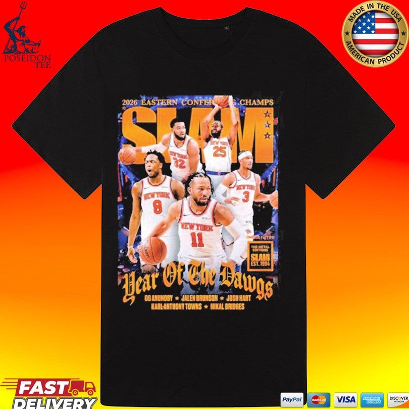 New York Knicks Slam 262 Year Of The Dawgs 2026 Eastern Conference Champs Magazine Cover Orange Metal Editions Premium T-shirt